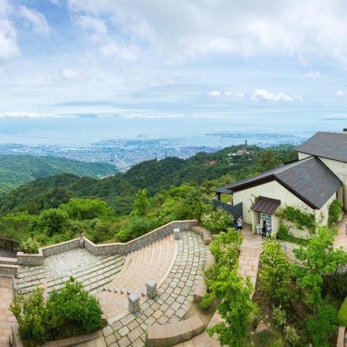 An aerial view of Kobe City from Rokko Garden Terrace on Mt. Rokko