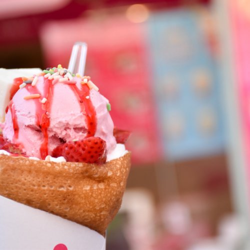 A strawberry and cheesecake crepe in Harajuku