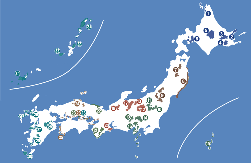 Map of National Parks of Japan